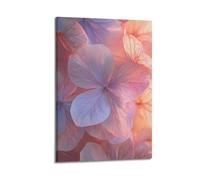 XHBKJA Exquisite Modern Family Canvas Wall Art Picture Print Photo Album-Watercolor Hydrangea Botanical Poster Soft Pink And Purple Flowers 24x36inch(60x90cm)