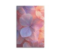 XHBKJA Exquisite Modern Family Canvas Wall Art Picture Print Photo Album-Watercolor Hydrangea Botanical Poster Soft Pink And Purple Flowers 16x24inch(40x60cm)