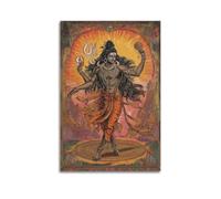 XHBKJA Powerful Lord Shiva in Dynamic Dance Pose with Divine Symbols Poster Canvas Wall Art Minimalist Modern Mural Decorative Painting Hanging Artwork12x18inch(30x45cm)