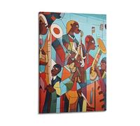 XHBKJA Vibrant Abstract Jazz - Band Scene with Bold Colors And Geometric Forms Poster Canvas Wall Art Minimalist Modern Mural Decorative Painting Hanging Artwork12x18inch(30x45cm)