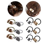 XHBTS 12 Pack Metal Leaf Hair Band Rope Elastic Hair Ties Hair Cuff Wrap Ponytail Holder -2 Styles Gold and Silver