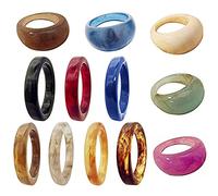 XHBTS 12 Pcs Resin Colorful Wide Thick Dome Knuckle Finger Stackable Joint Ring Retro Acrylic Transparent Vintage Jewelry Party Elegant Handmade Gift