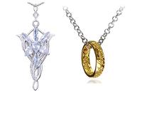 XHBTS 2 Set Lady Inspired Necklace Gold Tone The Ring Pendant Necklace for Fans Cosplay Costume Jewelry