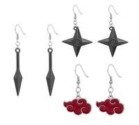 XHBTS 3 Pairs Anime Cosplay Earrings Dangle Earrings Anime Red Cloud Earrings Gifts for Woman Girls