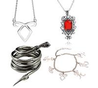 XHBTS 4 Pcs City of Bones Isabelle Lightwood's Electrum Whip Serpent Snake Bracelet Inspired Angelic Power Rune Symbols Bracelet and Necklace Set
