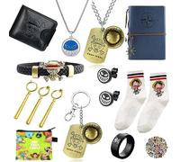 XHBTS 55 Set One Pice Earrings Ring Socks Wallet Wristband Anime Bracelets Necklace Key chain Notebooks and Anime Stickers for Men Boys Cap Cosplay