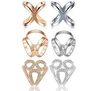 XHBTS 6 pcs Women's Elegant X Shape Silk Scarf Clip Ring Crystal Rhinestone Scarves Clip Buckle Holder for Wedding Party Silver Rose Gold