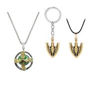 XHBTS Bizarre Adv. Anime Merch Arrow Pendant Necklace Supernatural Keychains and 50pcs Stickers for Men Women Accessories Set Gift for Fans, Plastic, Pearl