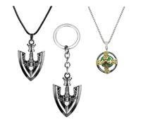 XHBTS Bizarre Adv. Anime Merch Arrow Pendant Necklace Supernatural Keychains and 50pcs Stickers for Men Women Accessories Set silver