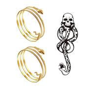 XHBTS Snake Temporary Tattoos and 2 Pack Metal Snake Armband Swirl Snake Spiral Upper Arm Cuff Armlet Bangle Bracelet Egyptian Costume Accessory for Women Gold