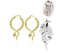 XHBTS Snake Temporary Tattoos and Punk Personalized Snake Dangle Stud Earrings for Women Exaggerated Long Drop Earring Halloween Jewelry