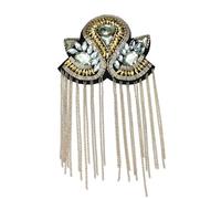XHBYW 24 * 12cm Tassel Shoulder Epaulet Iron On Rhinestone Applique Embellishments For Clothing Sew On Sequin Embroidery Patches & Safty Pin