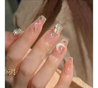 XHBYW One Size 24pcs Diamond Butterfly Glitter False Nails Press On Nails Full Cover False Nails For Women And Girls Daily Decoration
