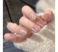 XHBYW One Size 24pcs Diamond Butterfly Glitter False Nails Press On Nails Full Cover False Nails For Women And Girls Daily Decoration