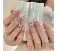 XHBYW One Size 24pcs Diamond Butterfly Glitter False Nails Press On Nails Full Cover False Nails For Women And Girls Daily Decoration