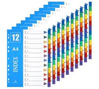 XHDA 1-12 Part Dividers A4, 10 Pack Multi-Colour Plastic A4 Index Folder Subject Dividers, 11-Holes Lever Arch Files Dividers Ring Binders for Office School