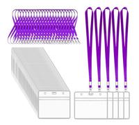 XHDA 50Pcs Purple Lanyards for Neck with Clear Card Holders