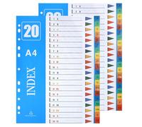 XHDA A-Z Part Dividers A4, 2 Pack Multi-Colour Plastic A4 Index Folder Subject Dividers, 11-Holes Lever Arch Files Dividers Ring Binders for Office School