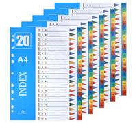 XHDA A-Z Part Dividers A4, 5 Pack Multi-Colour Plastic A4 Index Folder Subject Dividers, 11-Holes Lever Arch Files Dividers Ring Binders for Office School