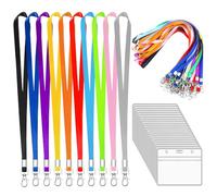 XHDA Colorful 50PCS Lanyards for Neck with 50PCS Card Holder, Lanyard with Clear Plastic Card Holder for ID Card and Staff