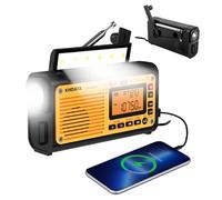 XHDATA D-608WB Wind Up FM/AM/SW Radio Torch Solar Hand Crank Emergency Rechargeable Battery Weather Radio Bluetooth MP3 USB Phone Charging Flashlight Reading Lamp SOS Alarm Headphone Jack for Camping