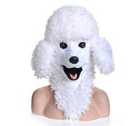 XHDWT Plush Poodle Dog Head Headgear Mouth Mover Furry Animal Moving Jaw Headgear Novel Gift for Cosplay Carnival Costume Party