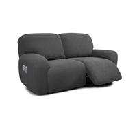 XHDZSW Extra Large 2 Seater Recliner Sofa Covers, 6-Piece Extra Wide 75" - 100" Jacquard Stretch Reclining Couch Covers, Extra Wide Reclining Loveseat Cover (Dark Gray)