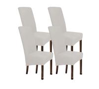 XHDZSW Stretch High Back Dining Chair Covers | Washable Removable Slipcovers | Universal Fit | for Kitchen, Hotel, Wedding, Banquet, Ceremony, Restaurant (Ivory White,Set of 4)