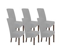 XHDZSW Stretch High Back Dining Chair Covers | Washable Removable Slipcovers | Universal Fit | for Kitchen, Hotel, Wedding, Banquet, Ceremony, Restaurant (Light Grey,Set of 6)