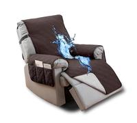 XHDZSW Waterproof Recliner Chair Cover, Non-Slip Quilted Sofa Armchair Cover with Elastic Straps, Washable Couch Cover Sofa Protector for Dogs Pets Kids (Brown 2,91'' x 22'')