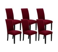 XHDZSW Waterproof Stretch Dining Chair Covers, Removable Washable Slipcovers, High Back Seat Protectors, for Kitchen, Hotel, Banquet, Ceremony, Home (Wine Red,Set of 6)
