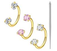 Xheanxu 3PCS Gold Horseshoe Nose Rings & Straight Guide Pin - 18G Stainless Steel Nose Hoops, Horseshoe Nose Ring for Men Women, Fit for Septum Lip Ear Piercing Jewelry