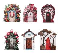 Xheanxu 6 Pcs Fairy Doors for Garden Trees, Miniature Gardens Elf Doors, Wooden Fairy Garden Accessories, for Tree, Fairys Gardens Ornaments Outdoor Decor for Potted Decoration (B)