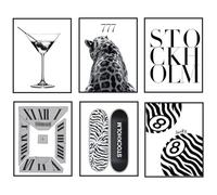 Xheanxu 6 Pieces Leopard Wall Art,Leopard Print Posters With Canvas, Trendy Skateboard Canvas Wall Art, Animal Posters for Girls, Fashion Wall Pictures for Living Room, Bedroom, Home Decor, Gift for
