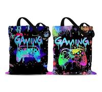 Xheanxu Double-Sided Printed Gaming Gift Tote Bag for Boys - 40×35CM Canvas Tote with Vibrant Game Controller & GAMING Design, Reusable Bag for Gamer Gifts, Daily Shopping, Commuting & More