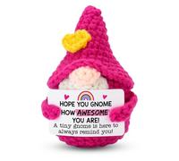 Xheanxu Inspirational Crochet Gnome with Encouragement Card, Emotional Support Boss Gift for Women Farewell Gifts for Coworkers, Positive Crochet Animals Cheer Up Gifts for Women Christmas Stockings