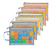 Xheanxu Lego Storage with Zipper, Mesh Zipper Pouch Bags, A4 Double-Layer Colorful Toy Storage for Kids, Mesh Lego Bags Pouch for Puzzle Block Organiser Toys Books School Supplies (6 Pcs)