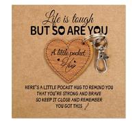 Xheanxu Pocket Hug Heart Keyring with Card, Engraved Wooden Heart Token, Positive Gifts for Women, Cheer Up & Thinking of You Gifts, Pocket Keepsake Ornament，Friendship/Uni Gifts for Her & Children