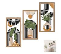 Xheanyu Decor Boho Abstract Wall Art Set of 3, Framed Wall Art, Botanical Boho Wall Decor for Bedroom, Canvas Wall Art, Minimalist Wall Decor Pictures for Living Room Bedroom Bathroom Office