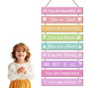Xheanyu Girls Bedroom Accessories Motivational Quotes Wall Art Decor, Girls Bedroom Decor Wooden Wall Hanging Sign, Colorful Positive Plaque You’re Brave, For Nursery Kids Teens Adults