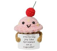 Xheanyu Positive Crochet Animals, Emotional Support Gift, Mini Positive Crochet Thank You Gifts, Friendship Gifts for Women, Friendship Presents, Funny Birthday Gift for Friends (Pink)