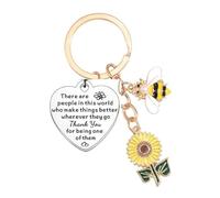 Xheanyu Thank You Gifts, Personalised Sunflower Keyrings, Birthday Present Bee Keychain Heart Sister Gifts For Women Wherever They Go Thank You For Being One Of Them