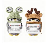 Xheemzce 2 Pcs Animal Duo Crochet, Handmade Emotional Support Plush for Adults Teens, Birthday for Women Men, Stress Relief Companion for Home Office Decor
