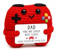 Xheemzce Best Dad Ever Gift, Handmade Crochet Video Game Controller Plush, Thoughtful Christmas and Fathers Day Present from Son Daughter, Gaming Decor for Father