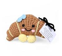 Xheemzce Crochet Croissant, Handmade Inspirational Gift with Encouragement Card, Cute Positive Emotional Support Plush for Birthday Party Decor or Home