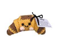 Xheemzce Crochet Croissant Plush Set, Handmade Emotional Support Gift with Inspiring Tag, Cute Self-Care Desk Decor for Christmas Birthday Adults