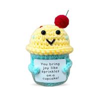Xheemzce Crochet Cupcakes, Handmade Positive Energy Plush Set for Friendship Gift, Christmas Birthday Present Idea