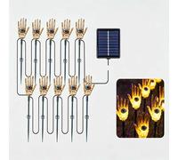 Xheemzce Halloween Skeletal Hand Solar Stake Lights, 5M 20 LEDs Warm White Ghost Hand Eyeball String Lights, 8 Modes IP44 Waterproof Outdoor Lawn Path Grave Yard Garden Halloween Party Decorations