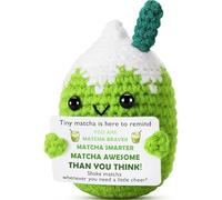 Xheemzce Matcha Crochet Plush, Handmade Emotional Support Toy with Card, Cute Desk Decor Gift for Matcha Lover, Woman, Friend, Birthday Christmas