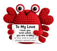 Xheemzce Romantic Home Decor Gift, Handmade Crochet Crab with Positive Message, Sentimental Anniversary Wedding Birthday Present for Wife Husband, Couples